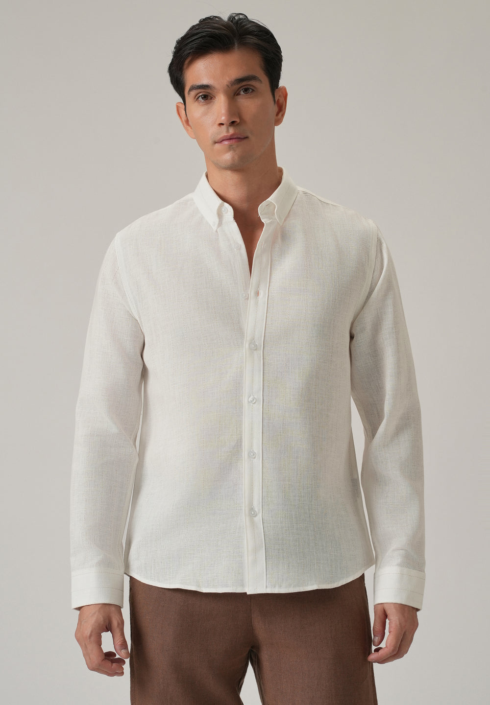 Off White Stripe Linen Shirt