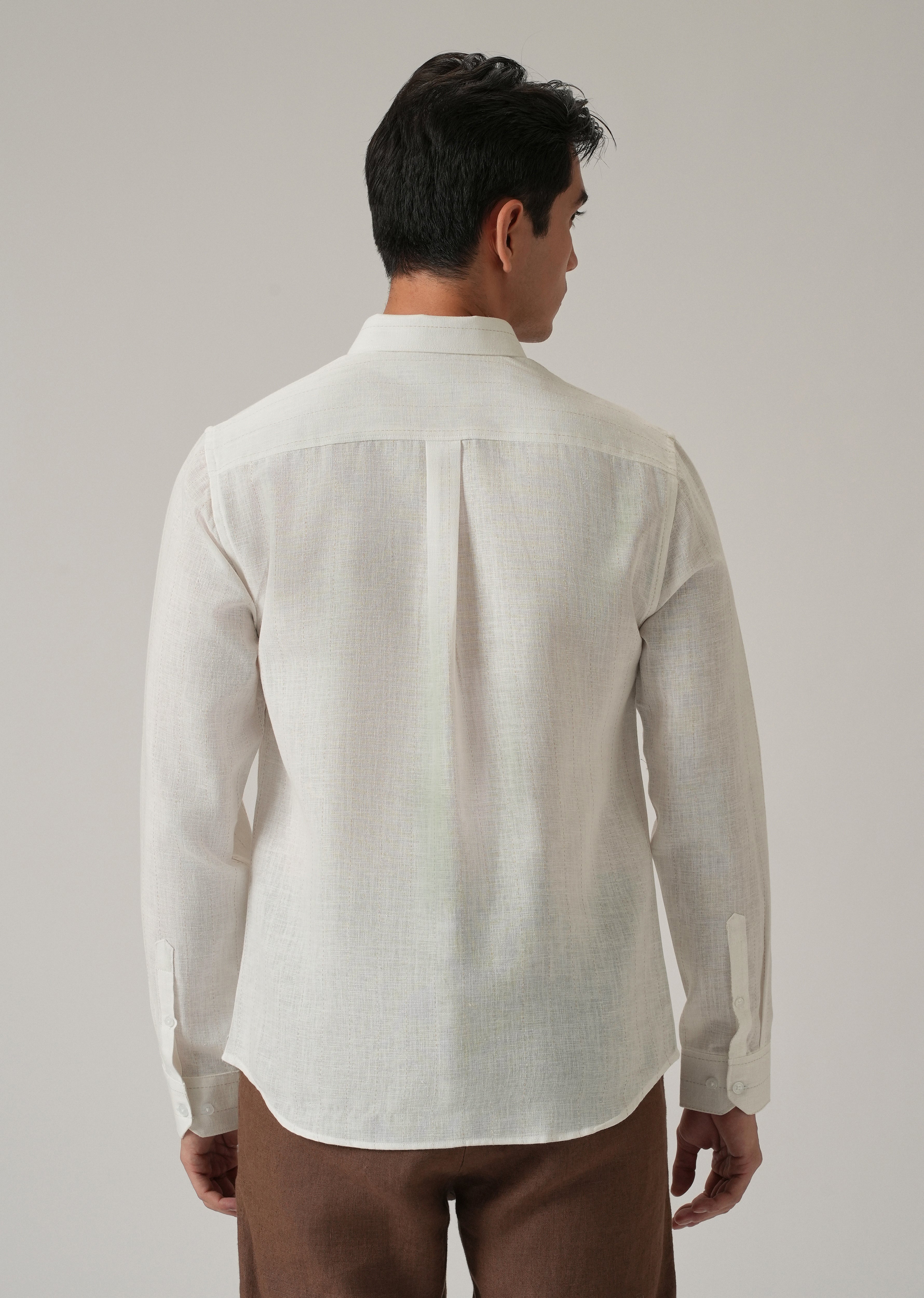 Off White Stripe Linen Shirt