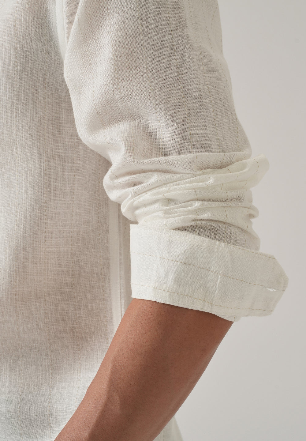 Off White Stripe Linen Shirt