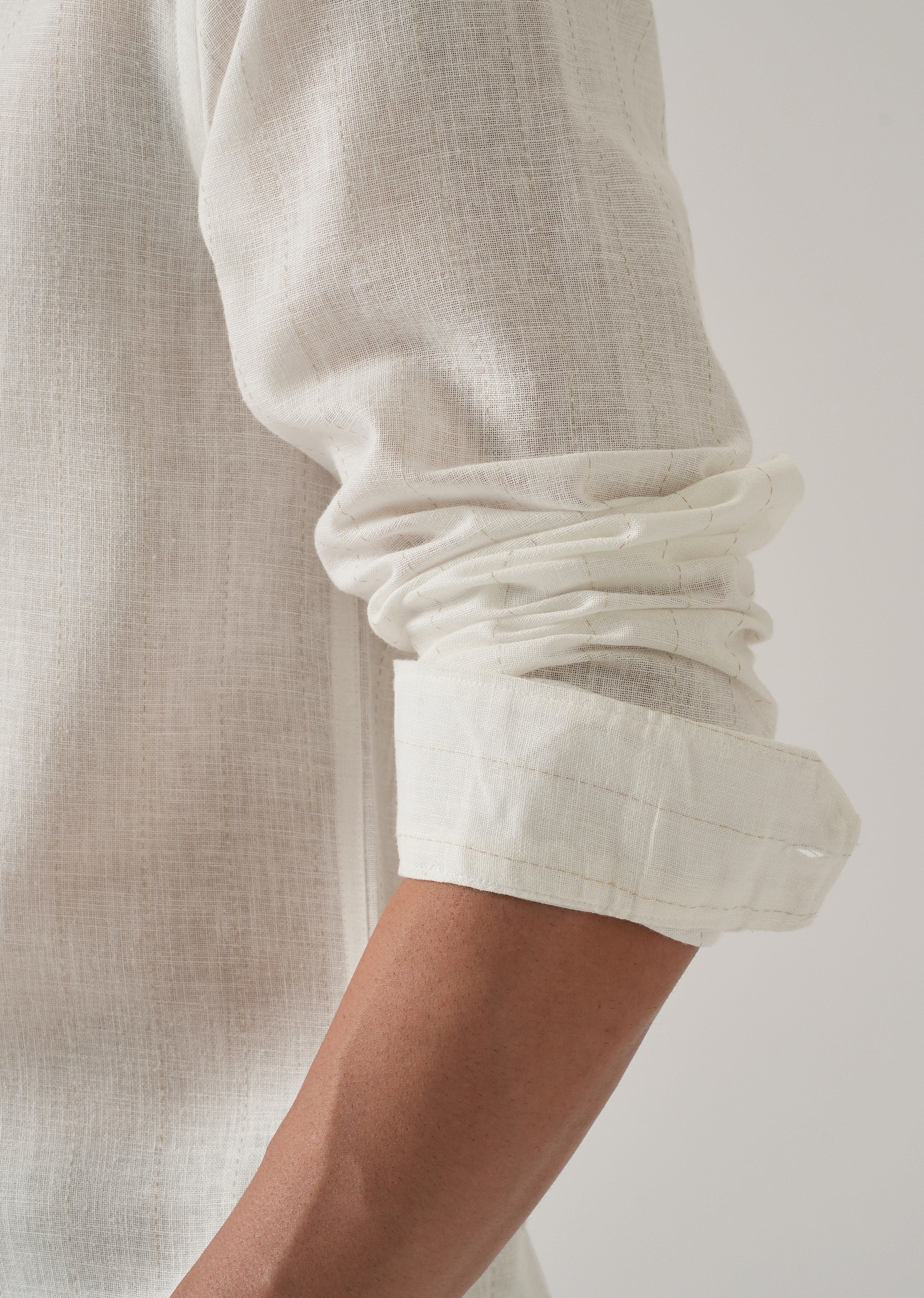 Off White Stripe Linen Shirt