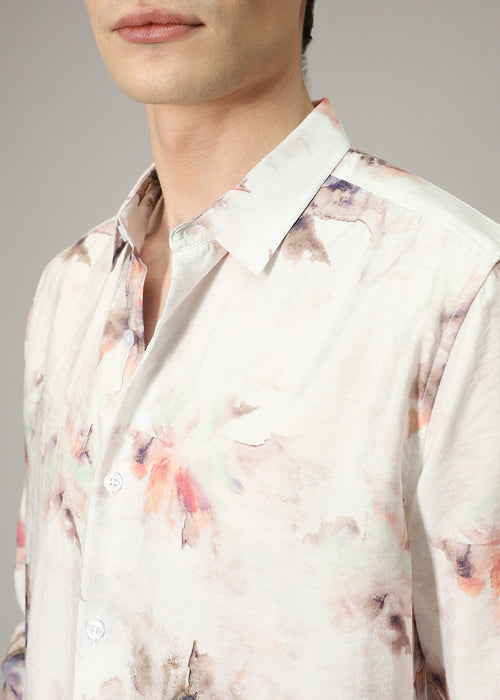 Off White Wash Print Shirt