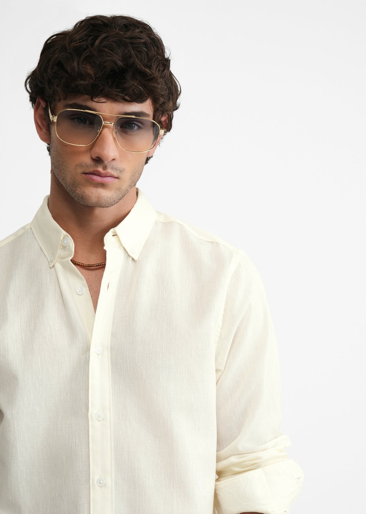 Off White Linen Blend Shirt