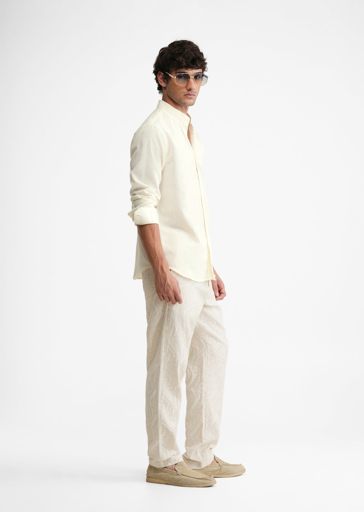 Off White Linen Blend Shirt