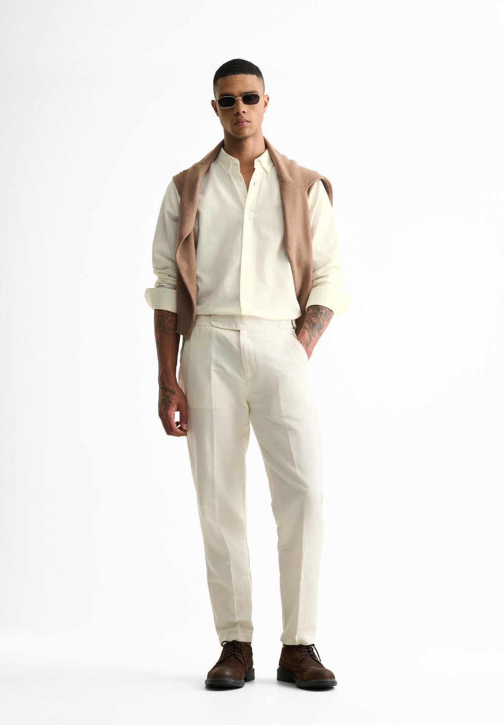 Off White Blended Linen shirt