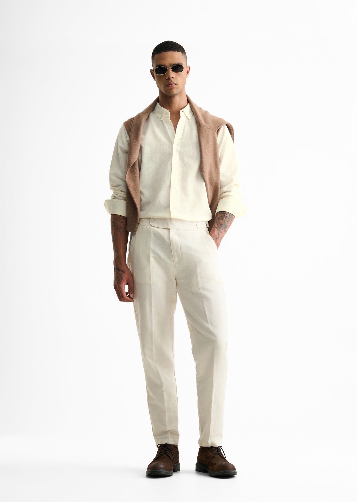 Off White Blended Linen shirt