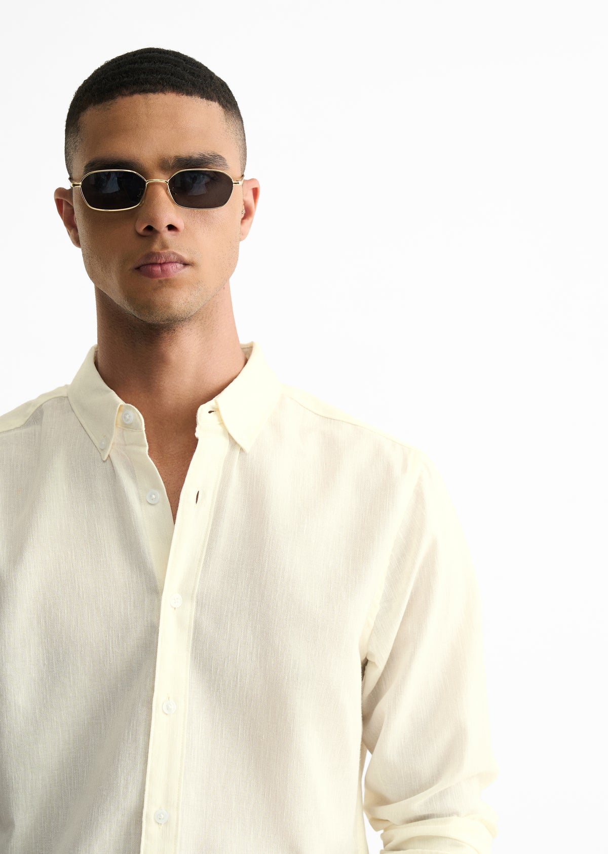 Off White Blended Linen shirt