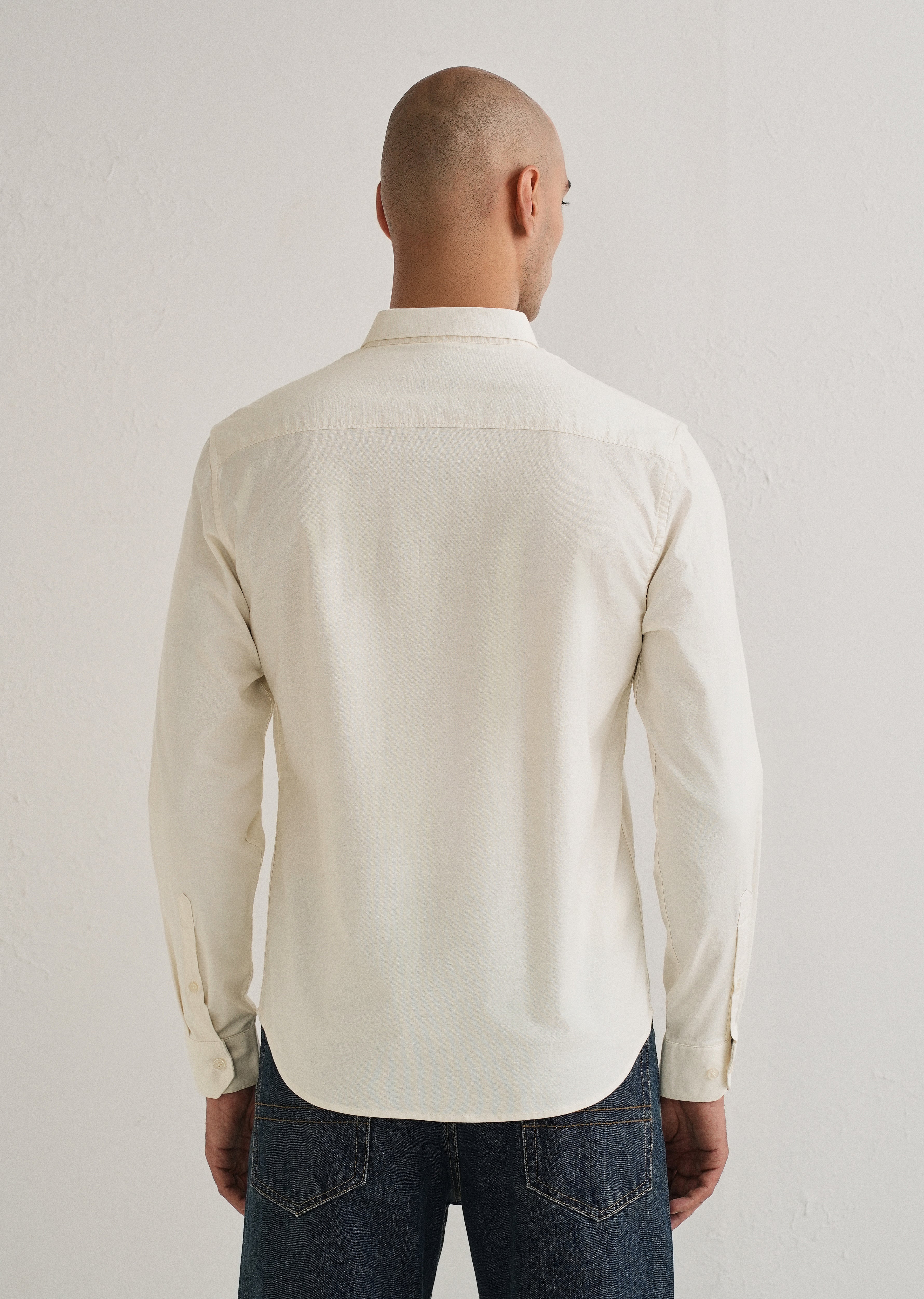 Off White Contrast Placket Shirt