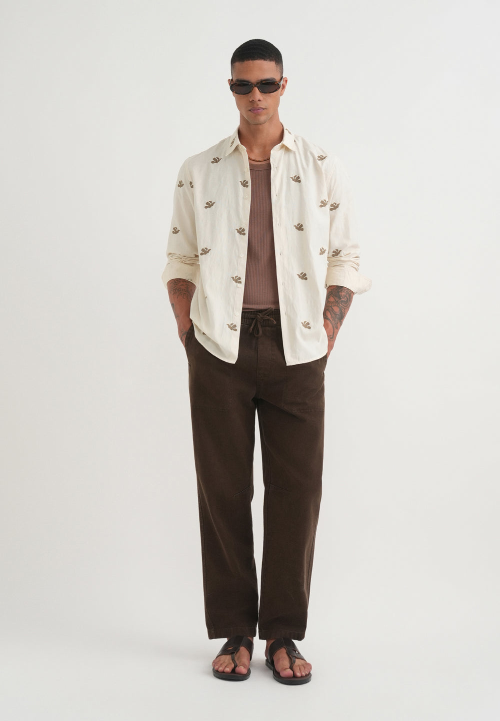 Olive Abstract Printed Jacquard Shirt