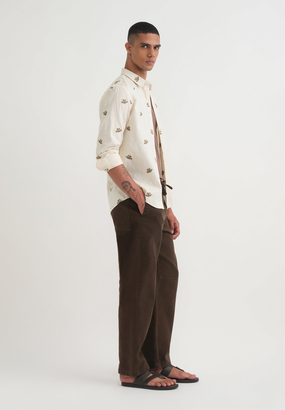 Olive Abstract Printed Jacquard Shirt