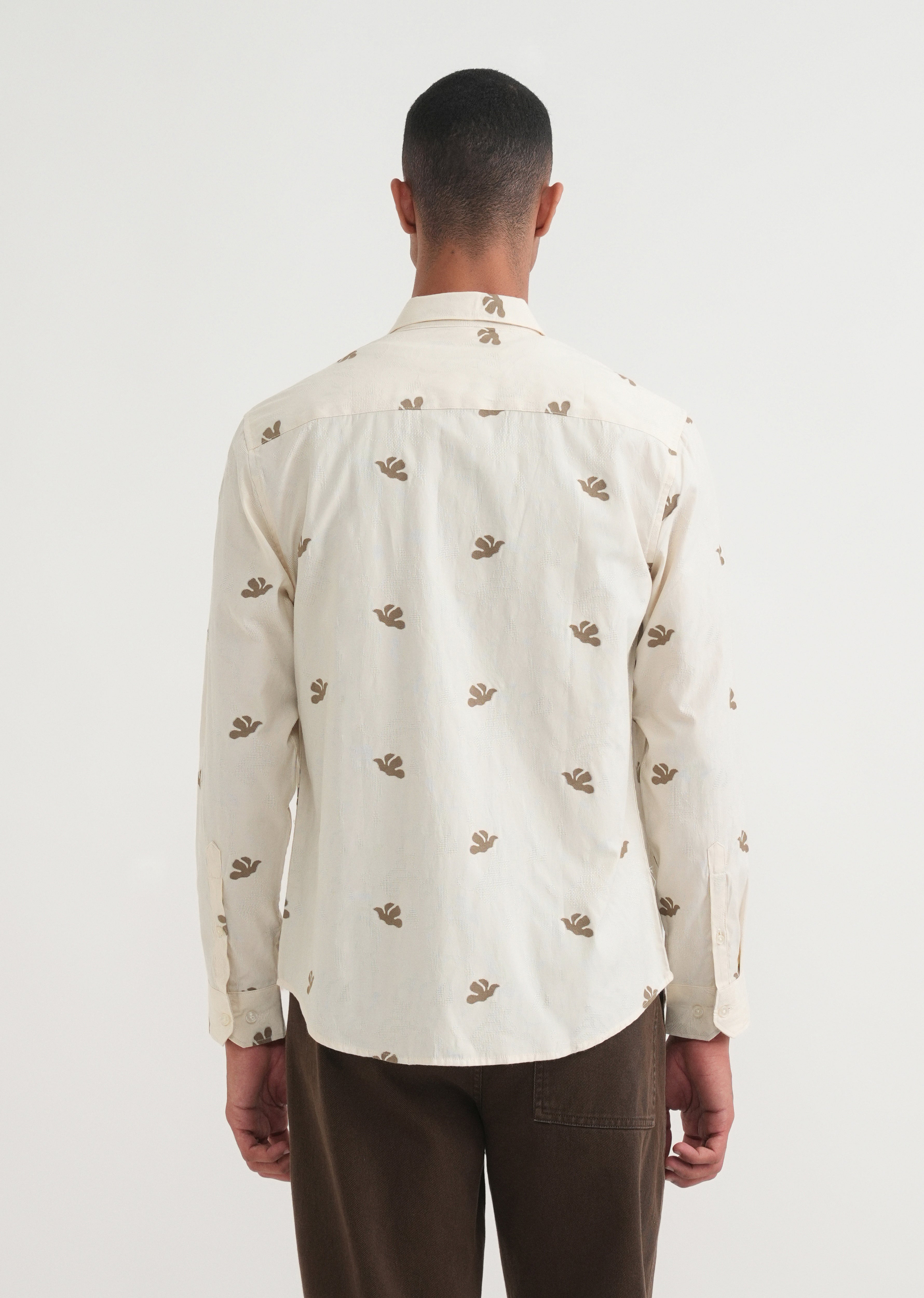Olive Abstract Printed Jacquard Shirt