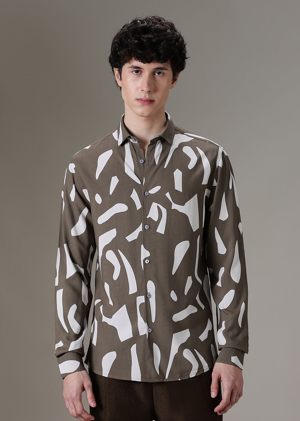 Olive Abstract Printed Shirt