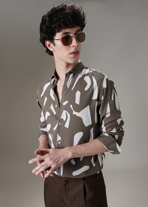 Olive Abstract Printed Shirt