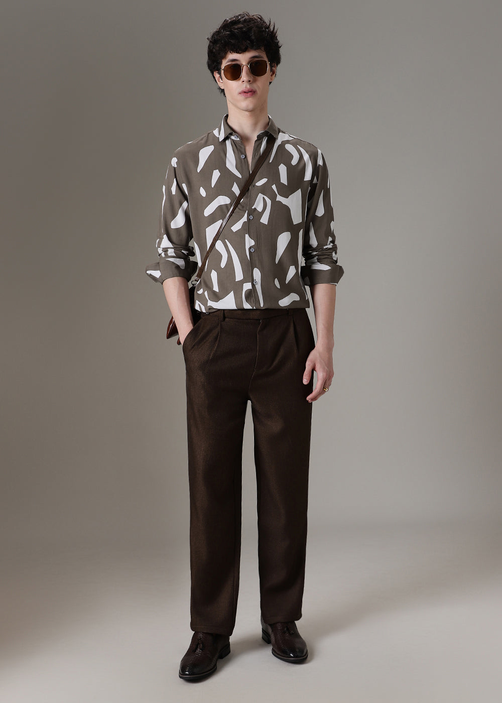 Olive Abstract Printed Shirt