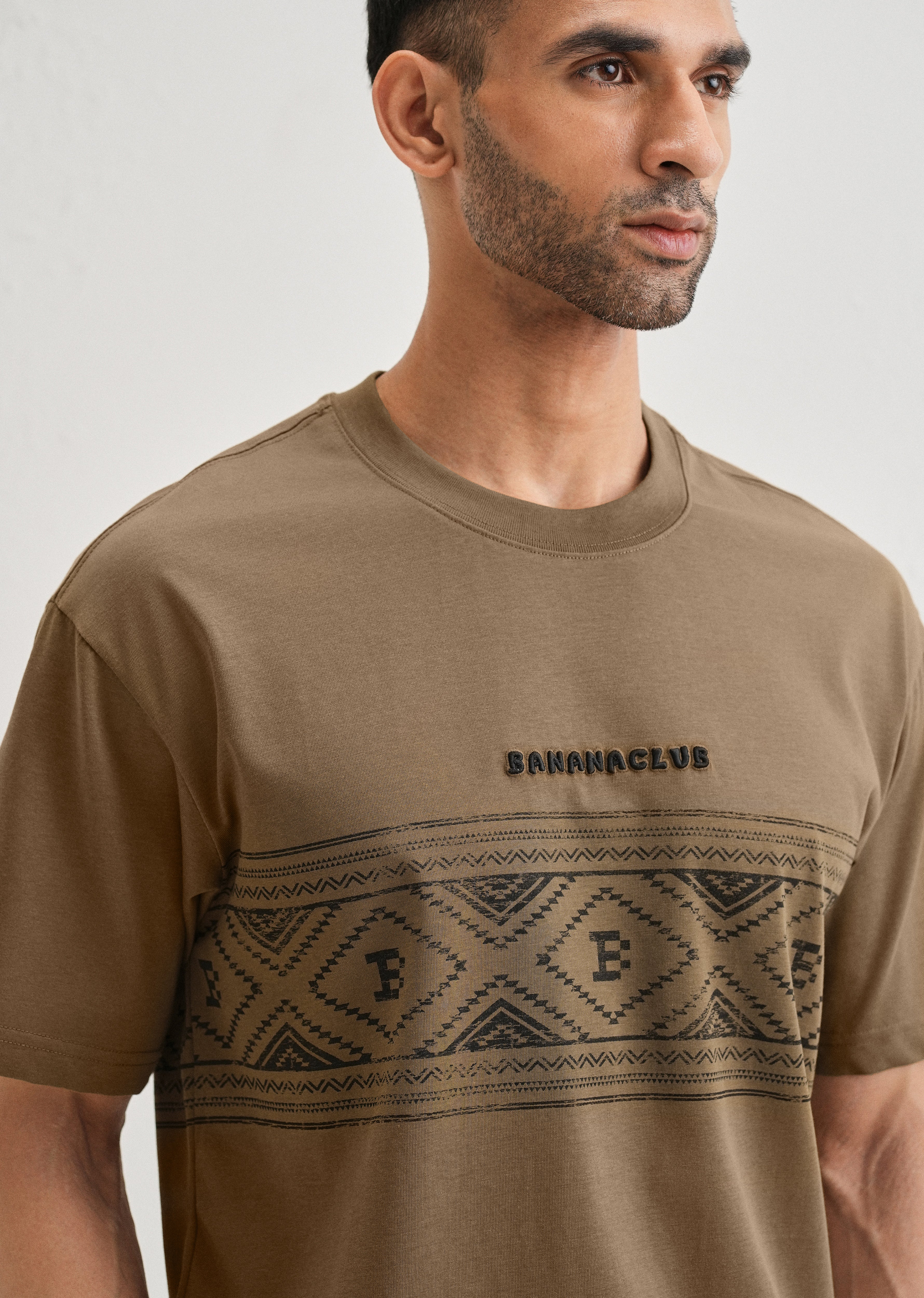 Olive Aztec Printed Oversized T-shirt