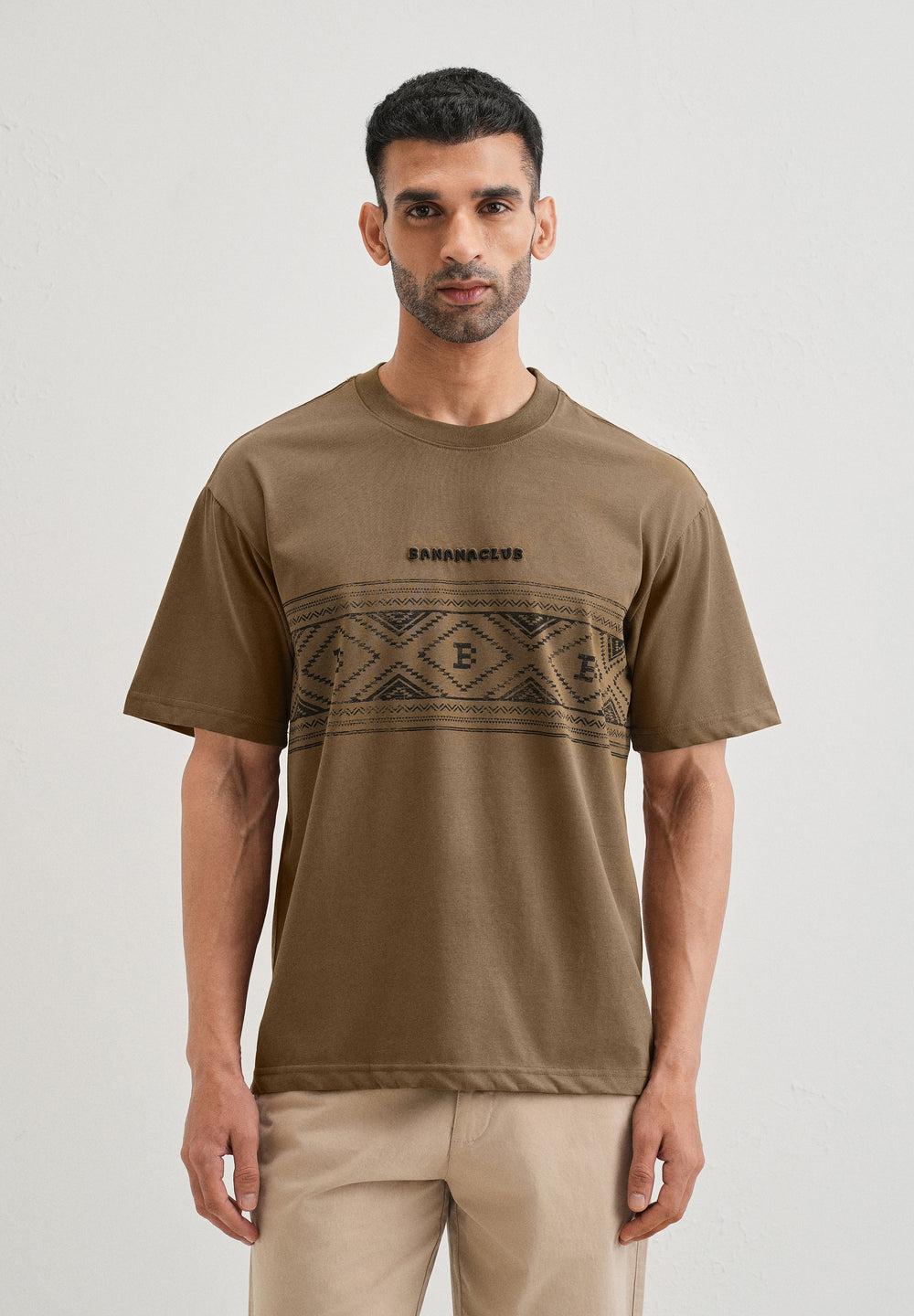 Olive Aztec Printed Oversized T-shirt