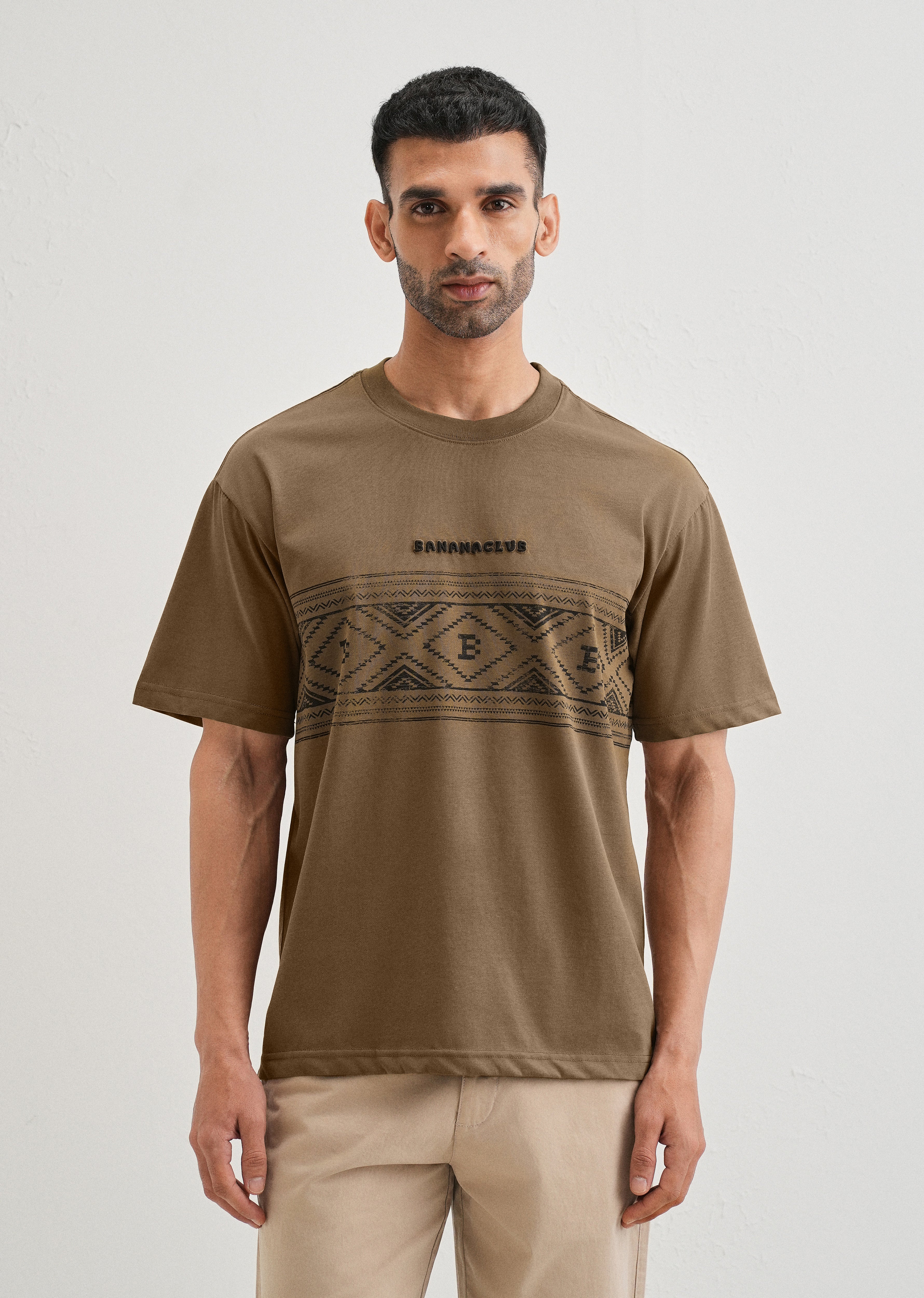 Olive Aztec Printed Oversized T-shirt