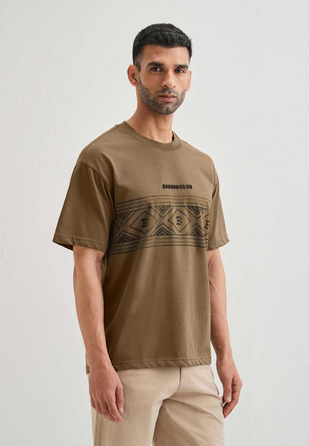 Olive Aztec Printed Oversized T-shirt
