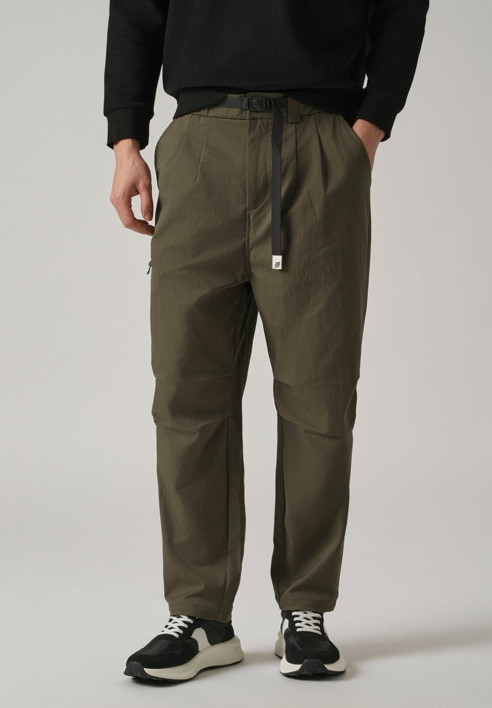 Olive Twill Belt Relaxed Fit Pant