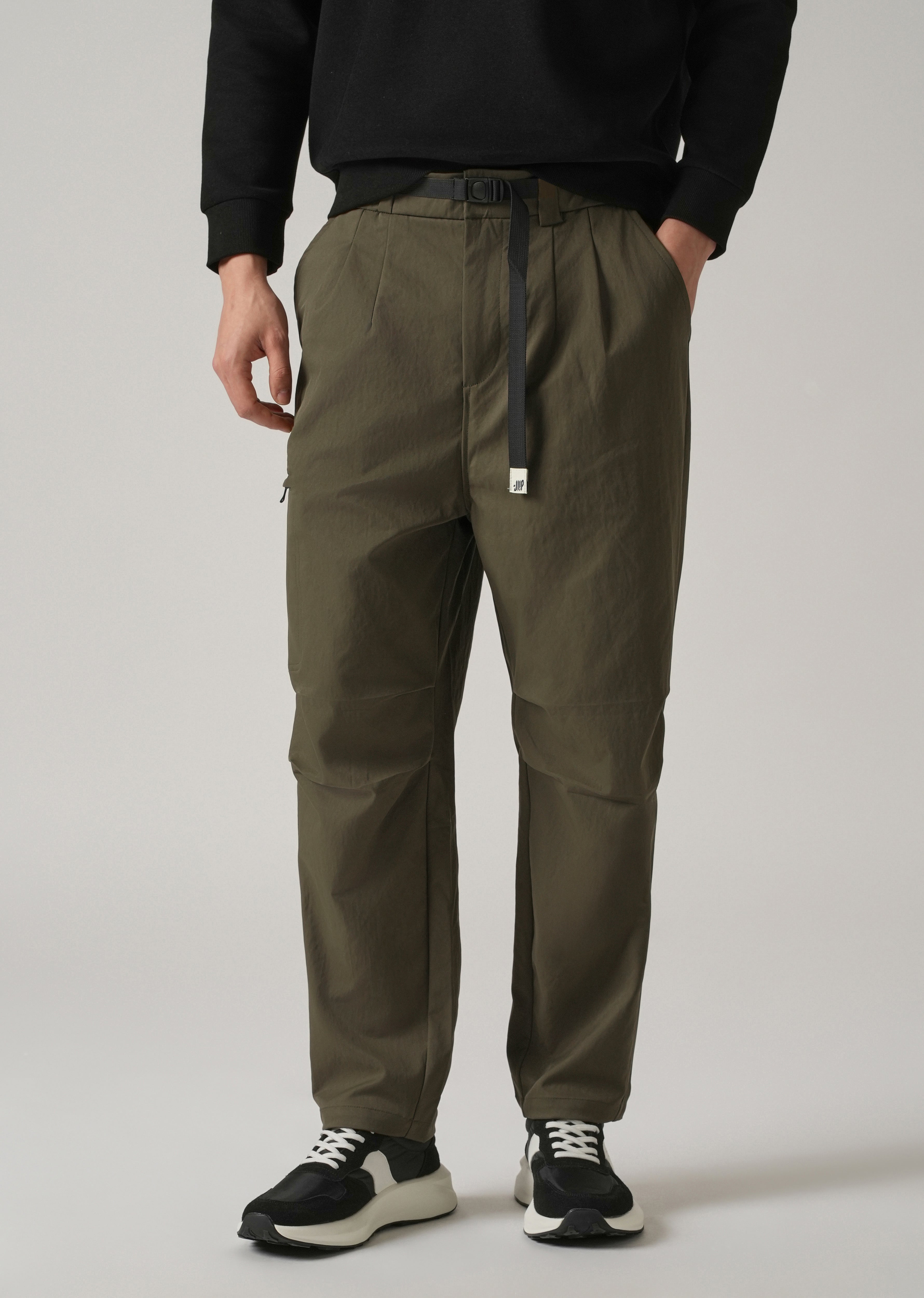 Olive Twill Belt Relaxed Fit Pant