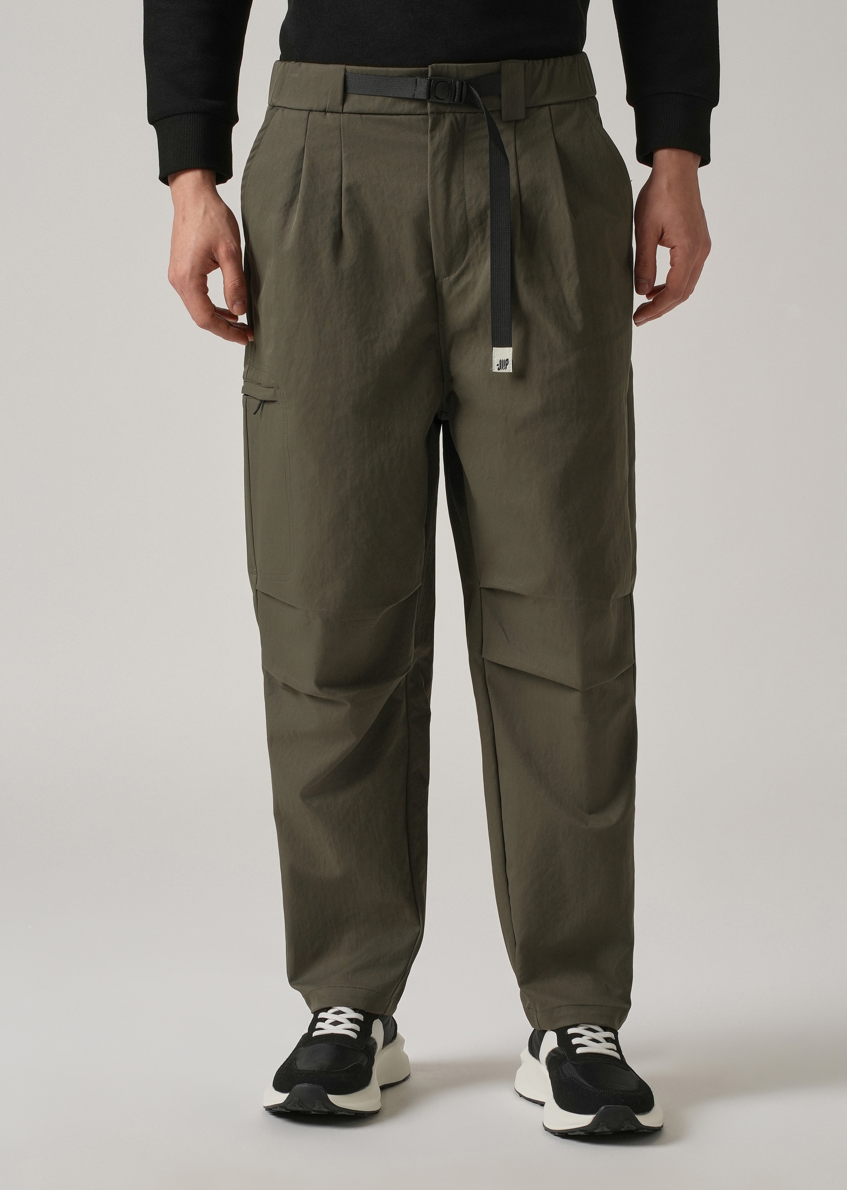 Olive Twill Belt Relaxed Fit Pant