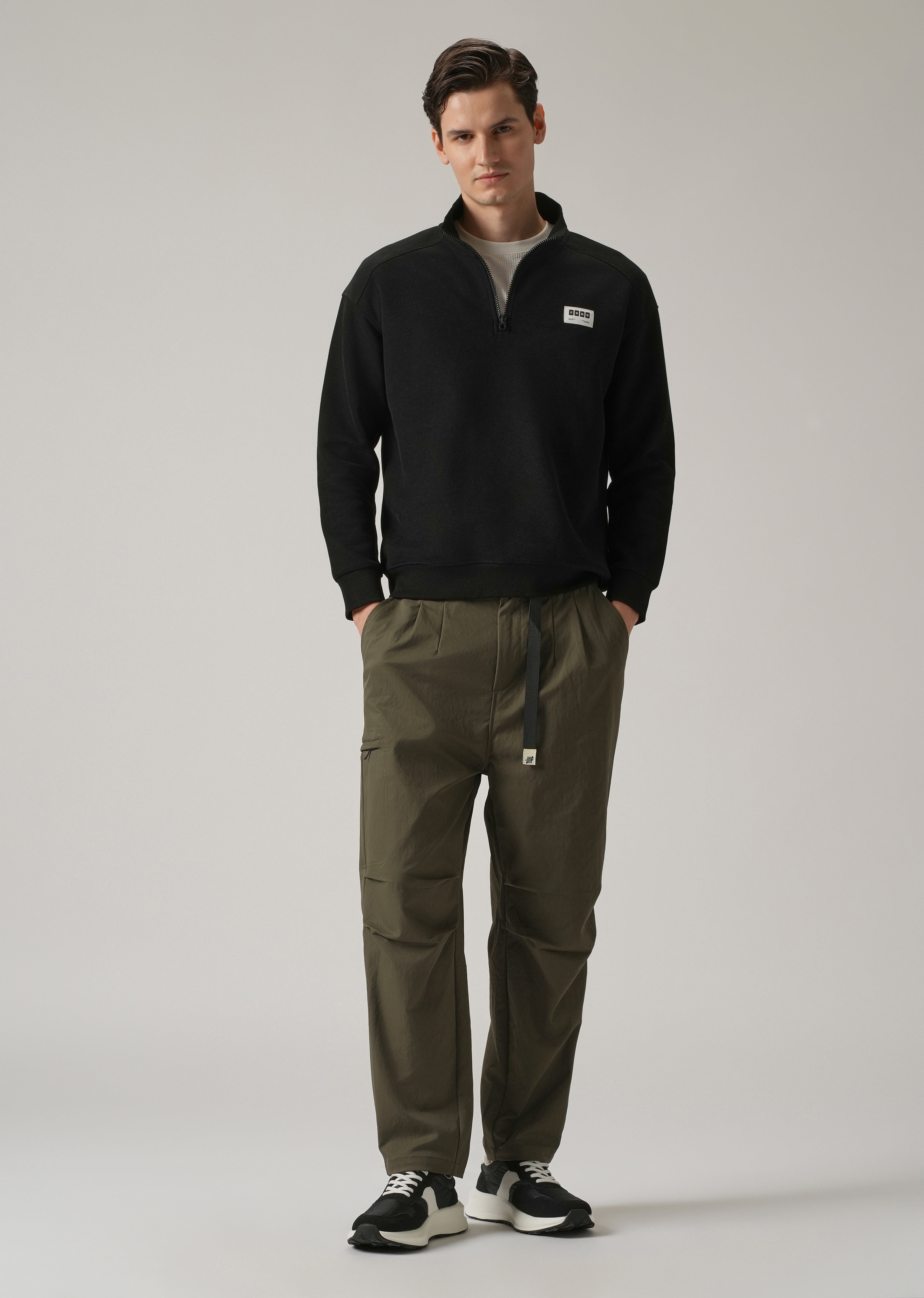 Olive Twill Belt Relaxed Fit Pant