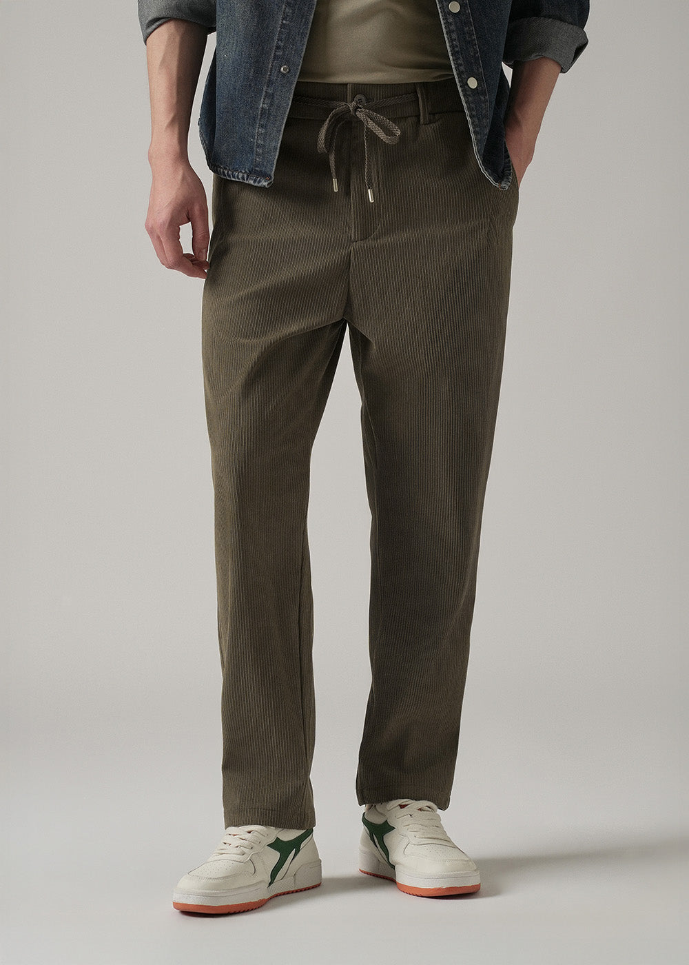 Olive Brown Corduroy Drawstring Pant