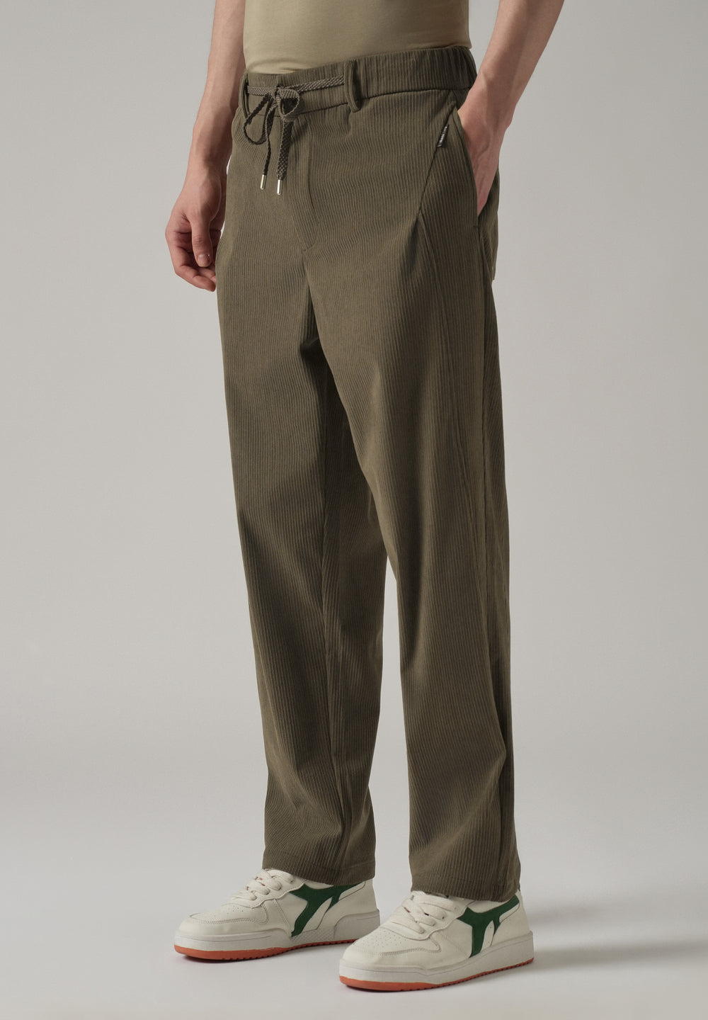Olive Brown Corduroy Drawstring Pant