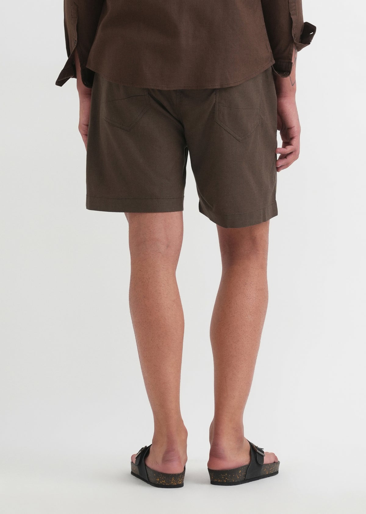 Dark Olive Cotton Blend Shorts