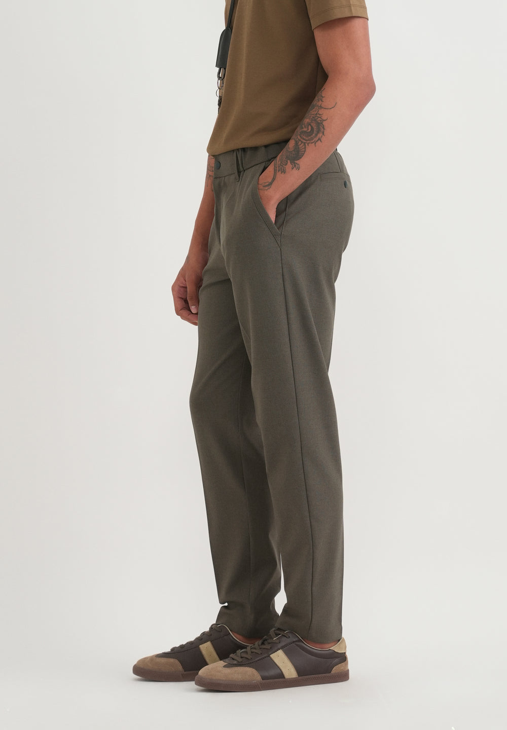 Olive Brown Semi-Elasticated Trouser