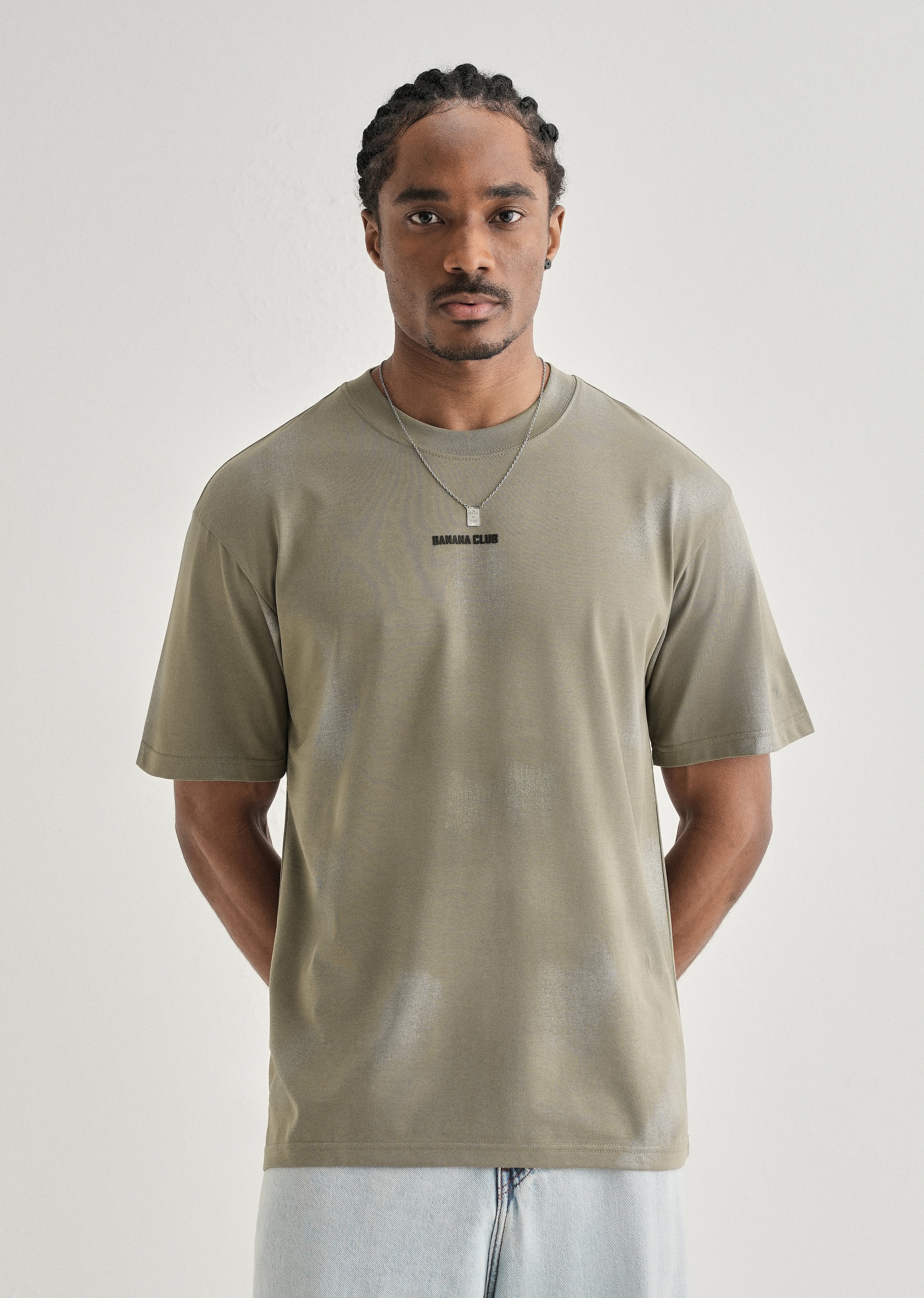 Olive Brushstroke Oversized T-shirt