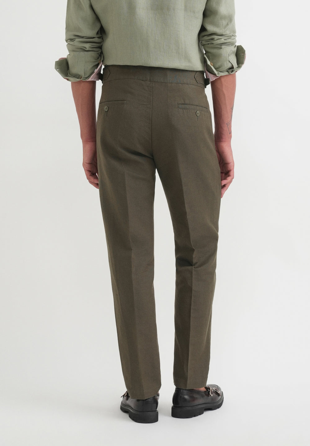 Olive Cotton Linen Gurkha Pant