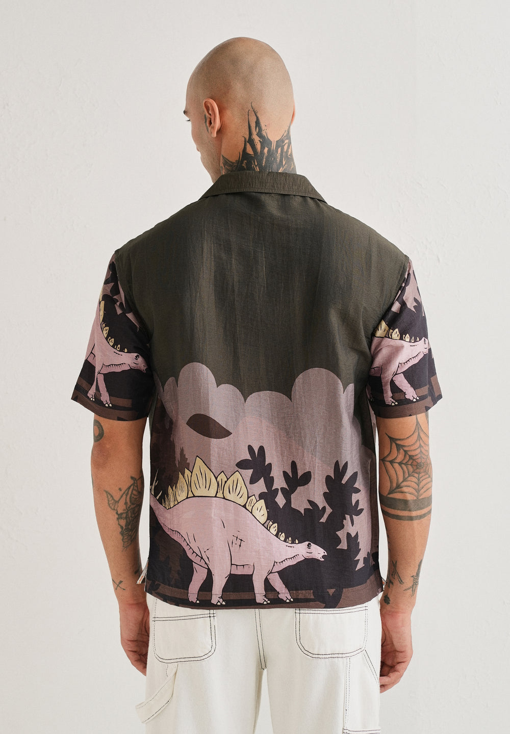 Olive Dino Placement Print Shirt
