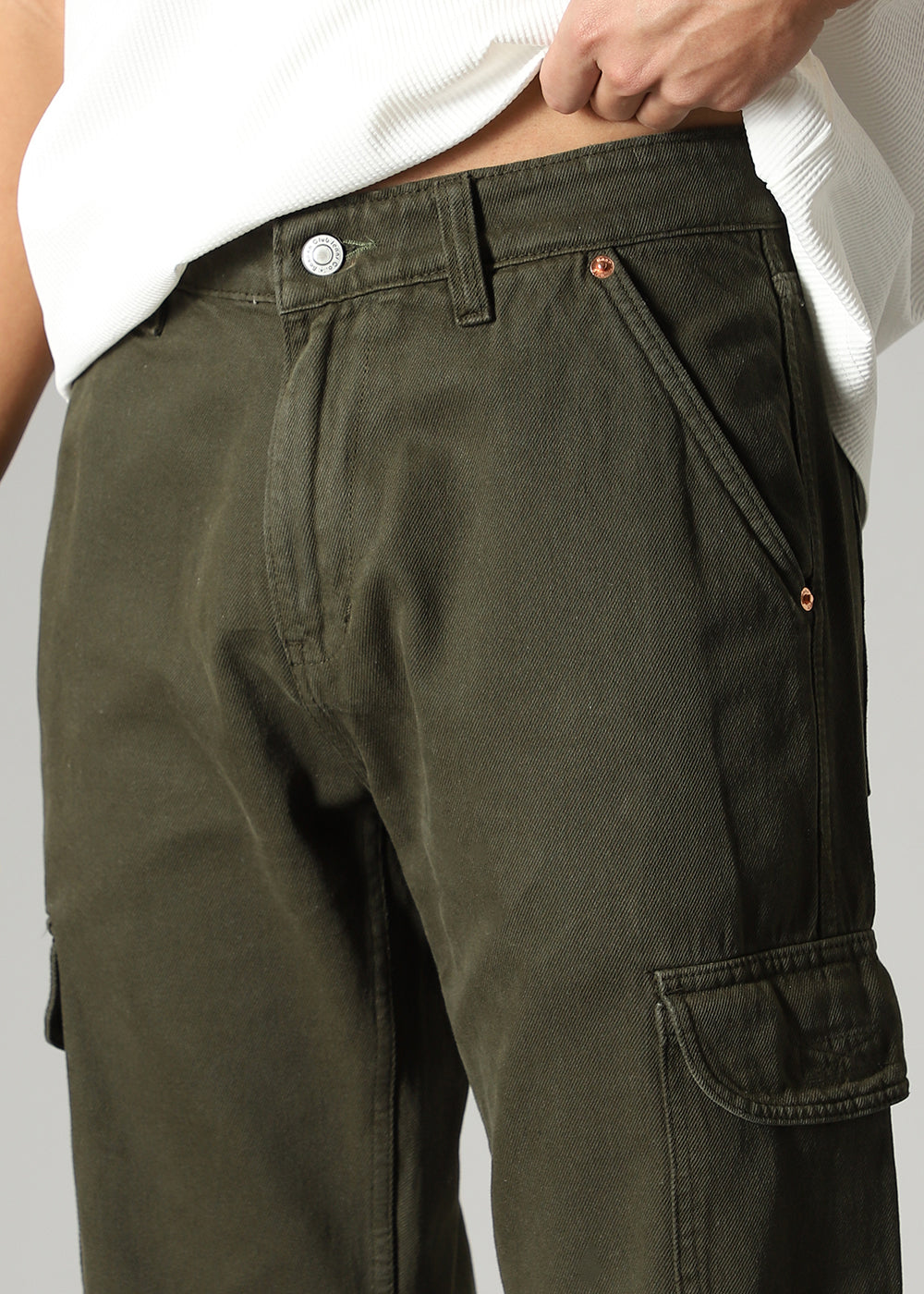 Olive Double Pocket Cargo Denim