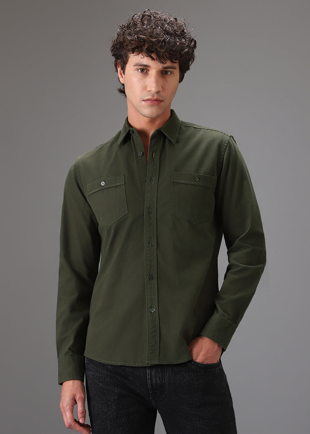 Olive Double Pocket Shirt