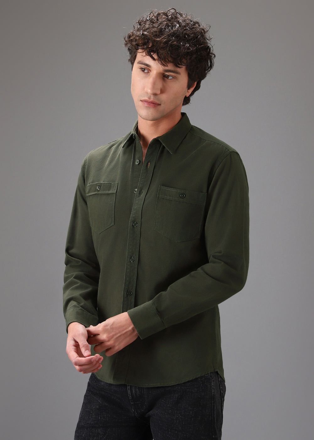 Olive Double Pocket Shirt