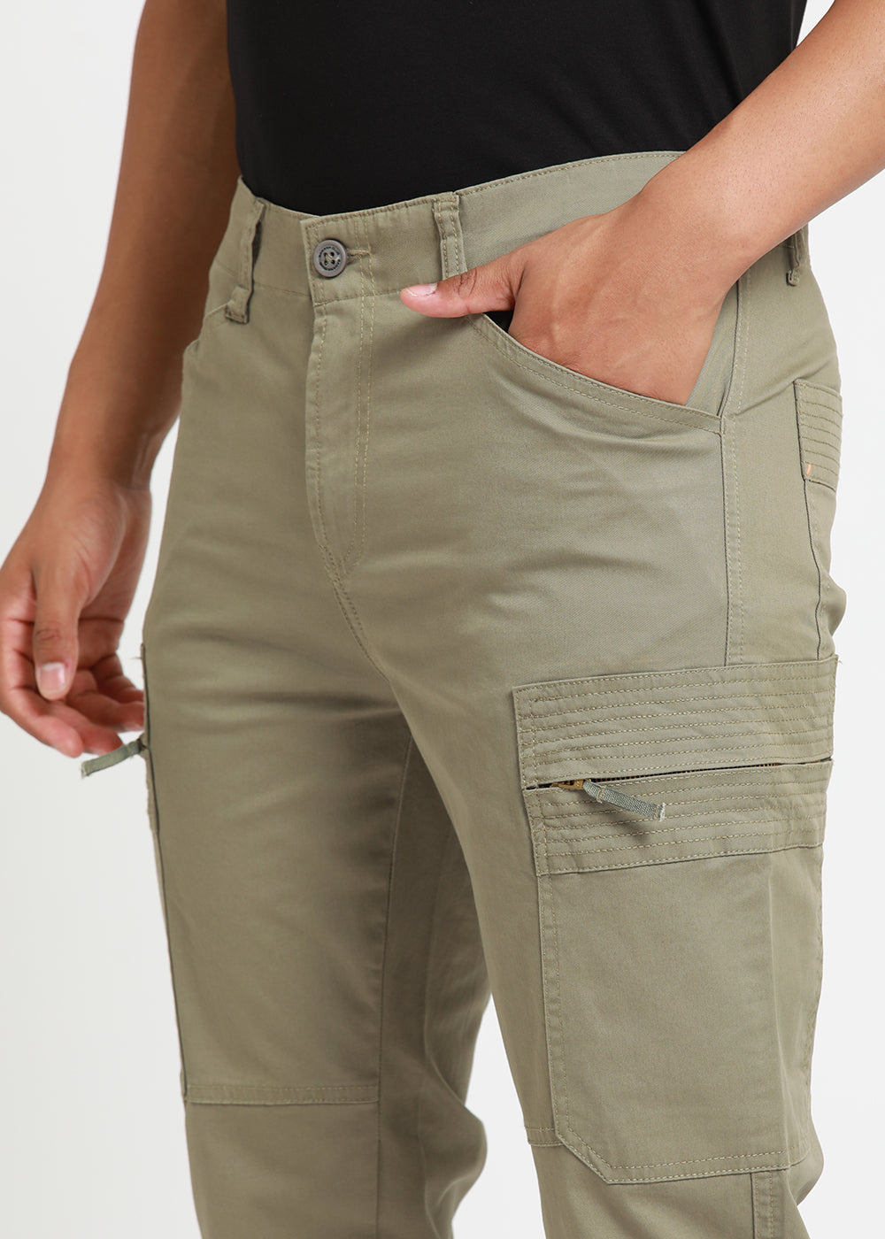 Olive Drab Zip Cargo Pants