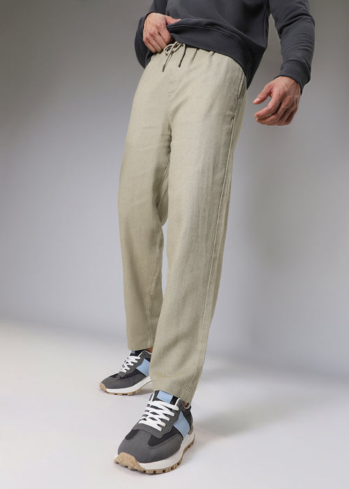 Olive Drawstring Linen Pant