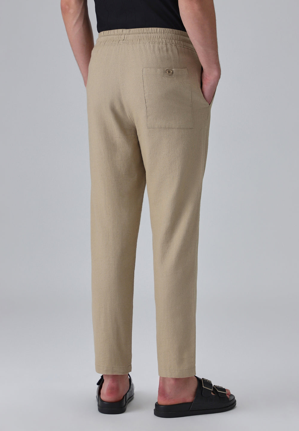 Olive Drawstring Linen Pant