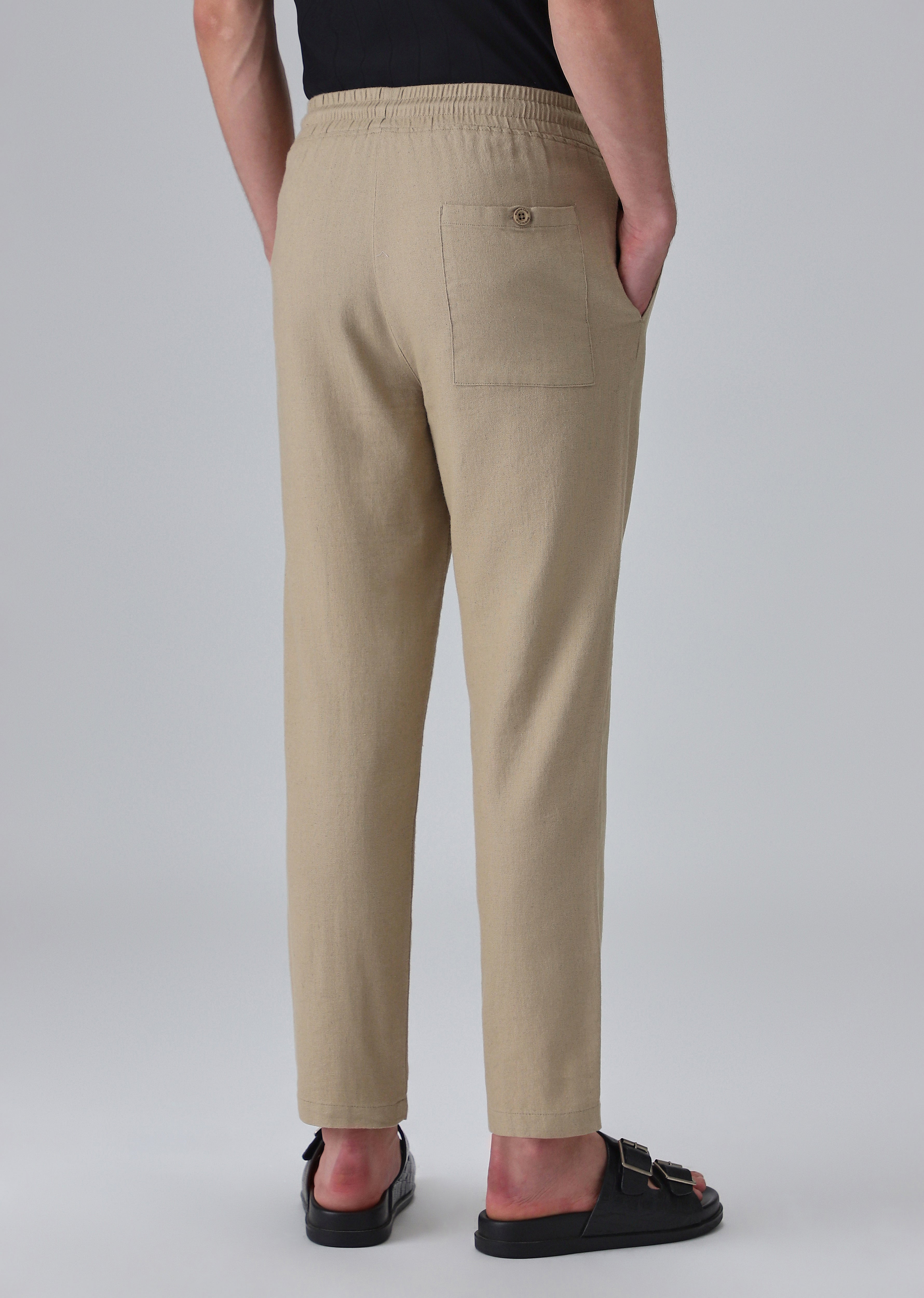 Olive Drawstring Linen Pant