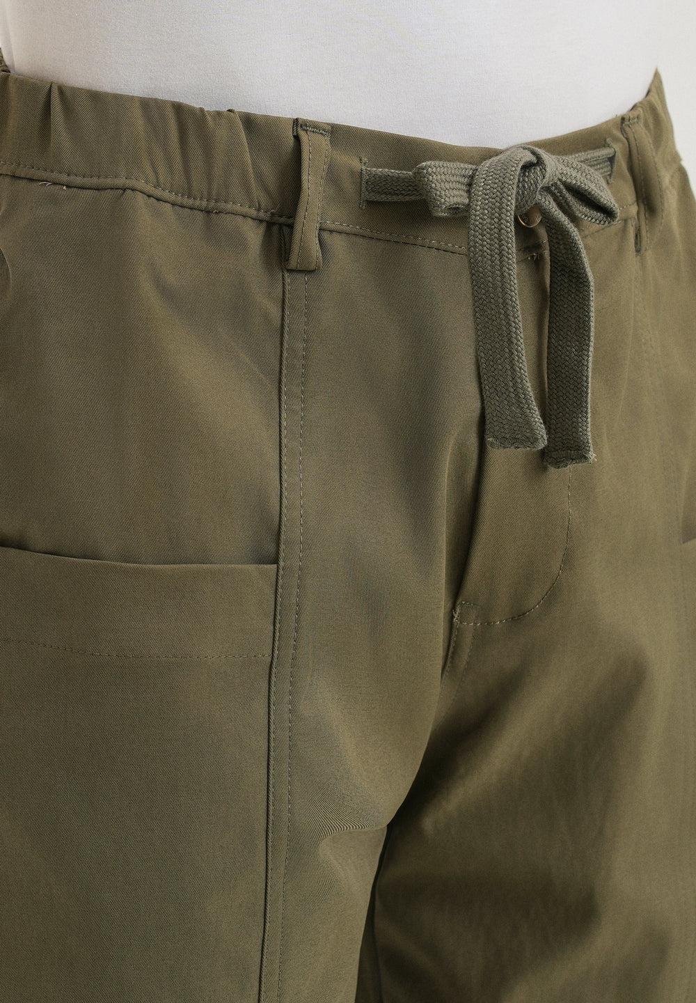 Olive Drawstring Panel Cargo