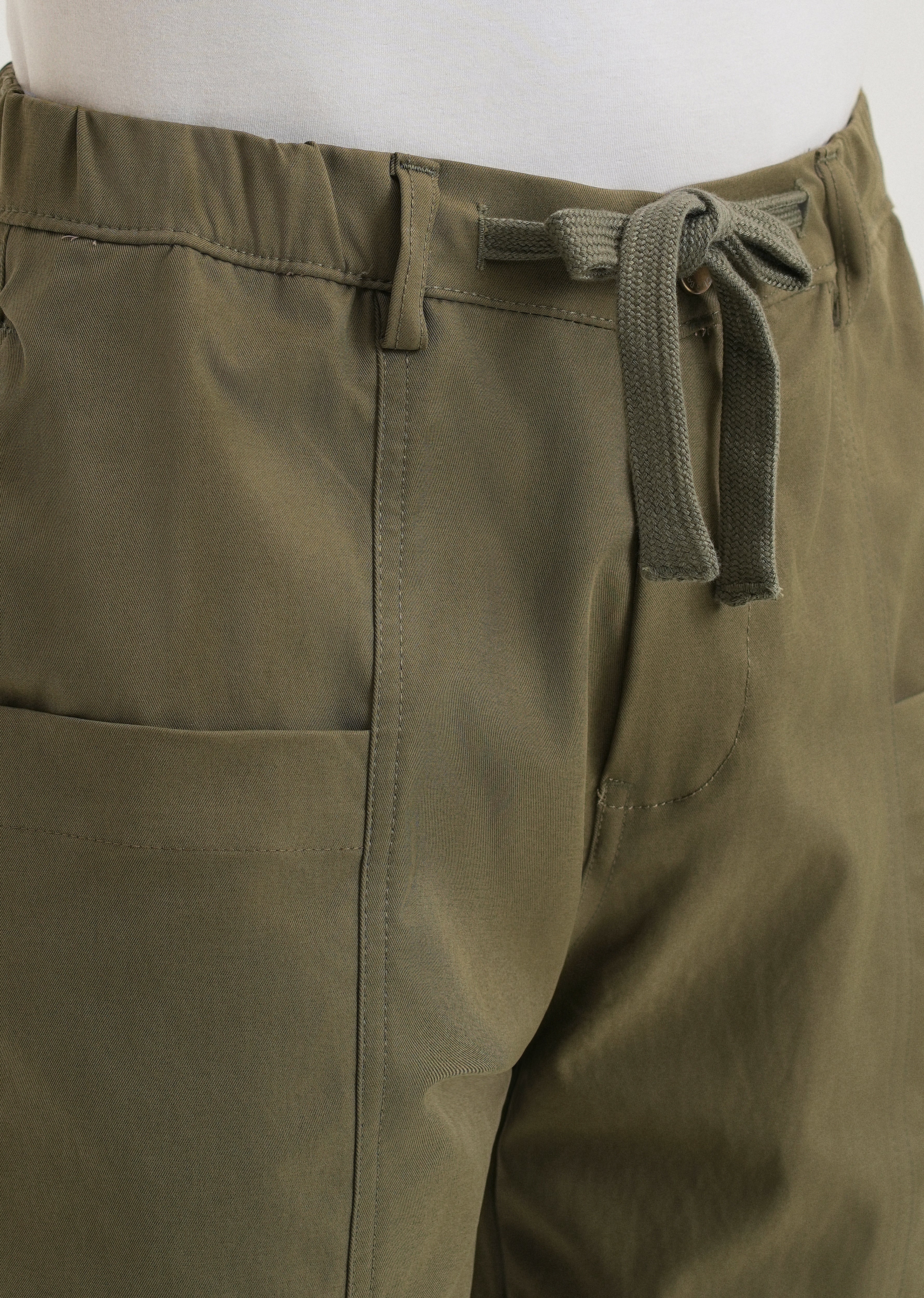 Olive Drawstring Panel Cargo