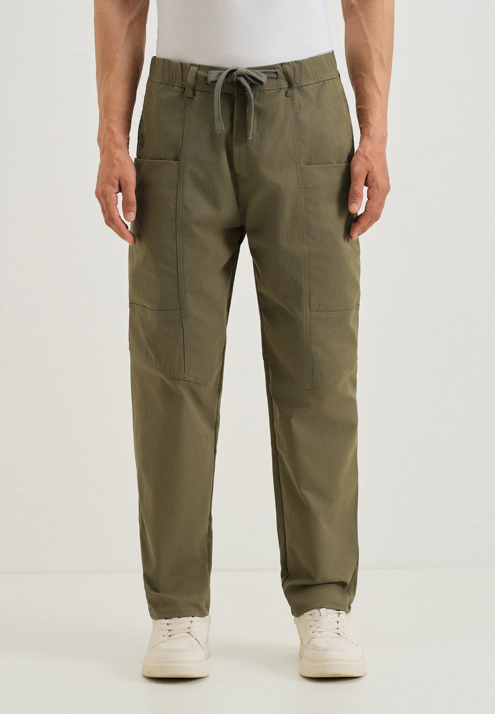 Olive Drawstring Panel Cargo
