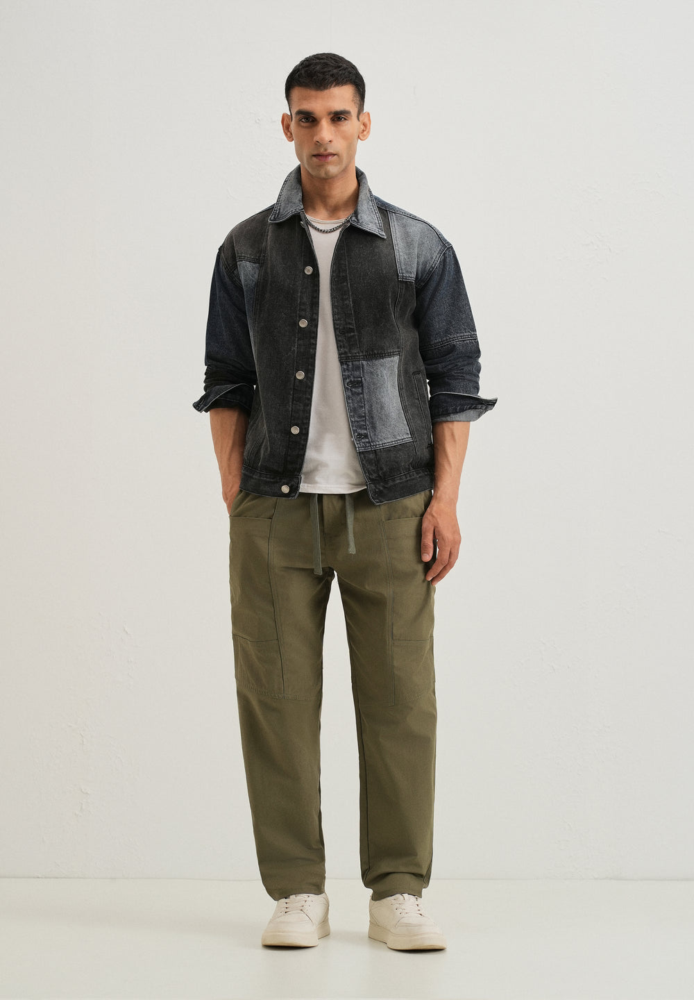 Olive Drawstring Panel Cargo