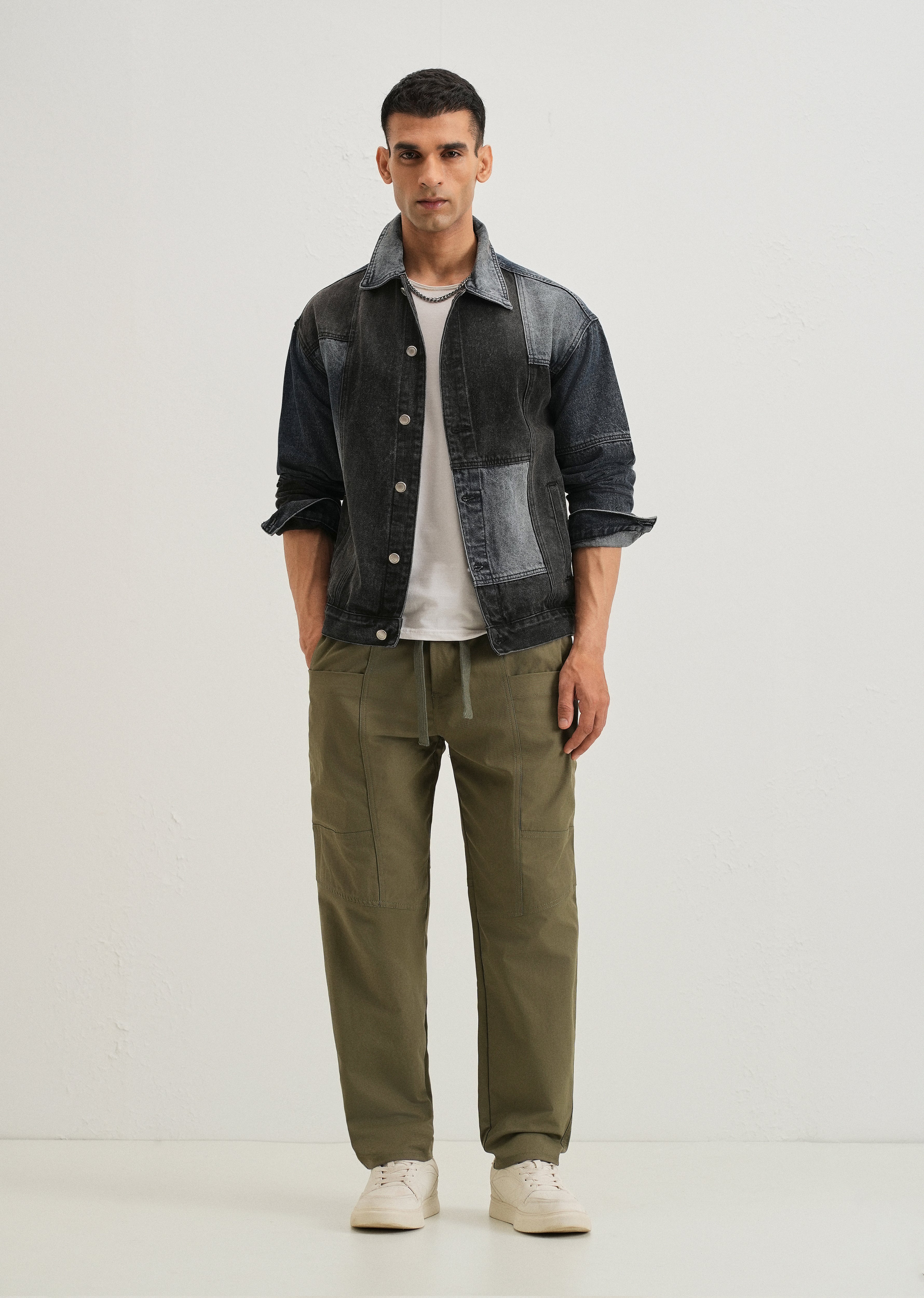 Olive Drawstring Panel Cargo