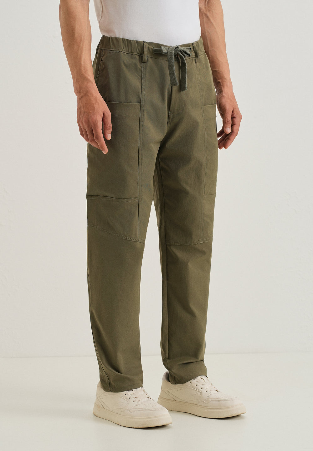 Olive Drawstring Panel Cargo