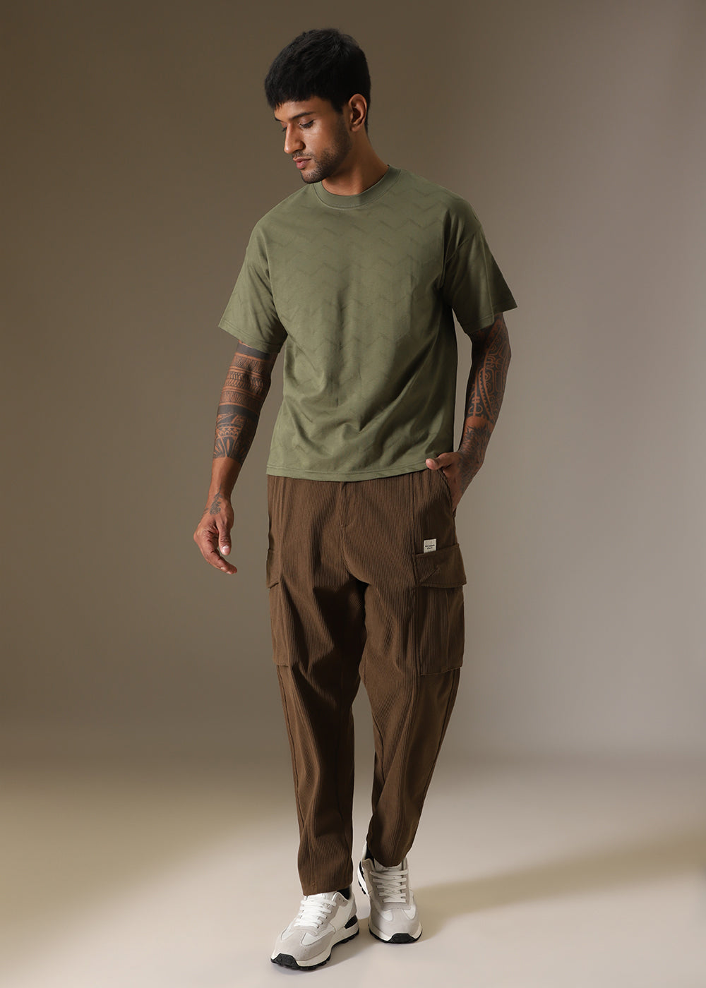 Olive Drop Shoulder Oversized T-shirt