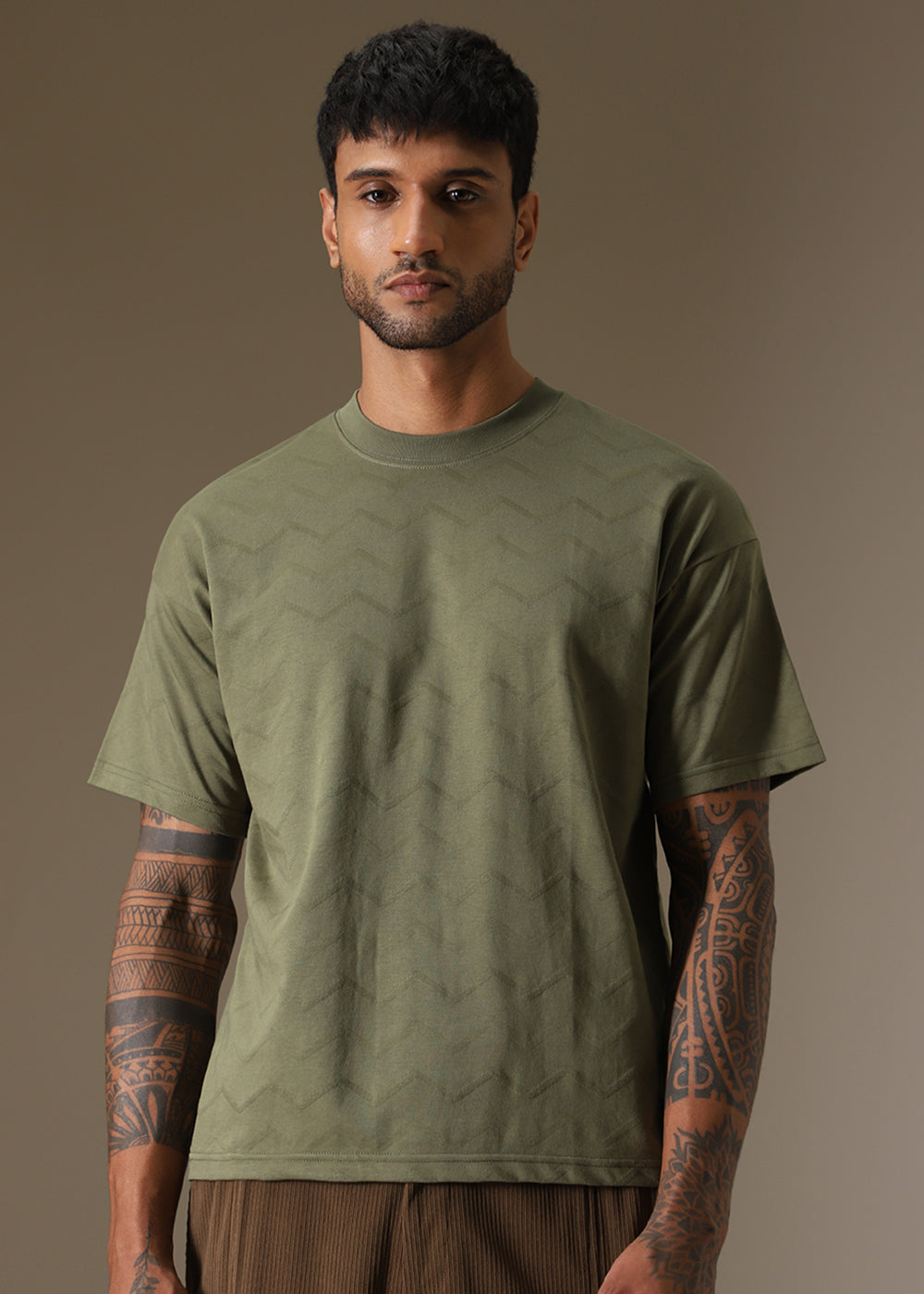 Olive Drop Shoulder Oversized T-shirt