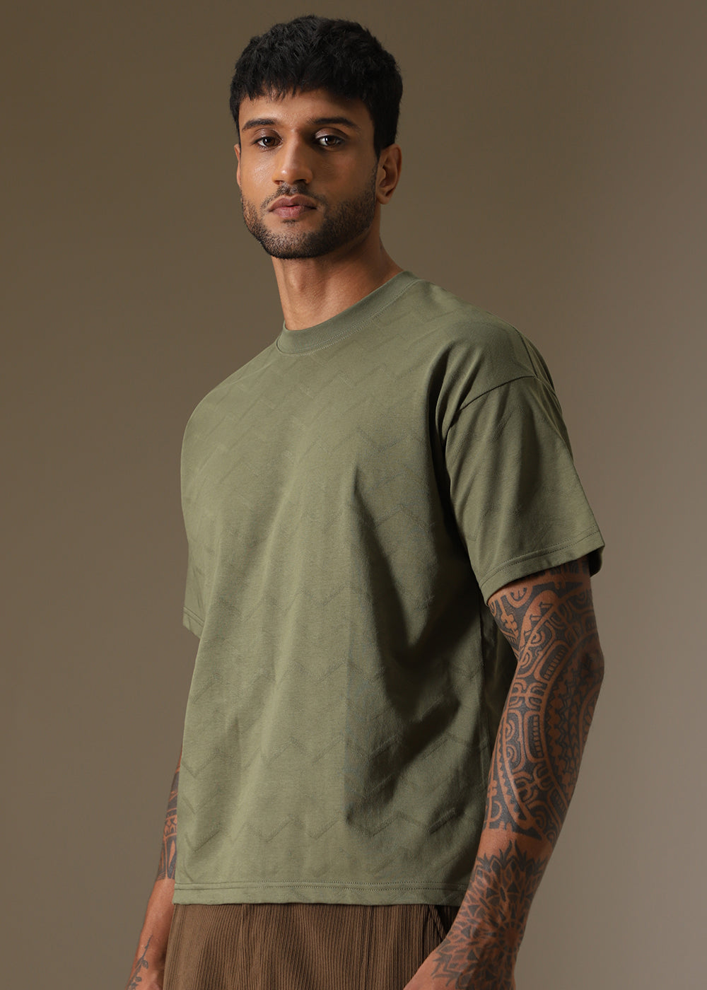 Olive Drop Shoulder Oversized T-shirt