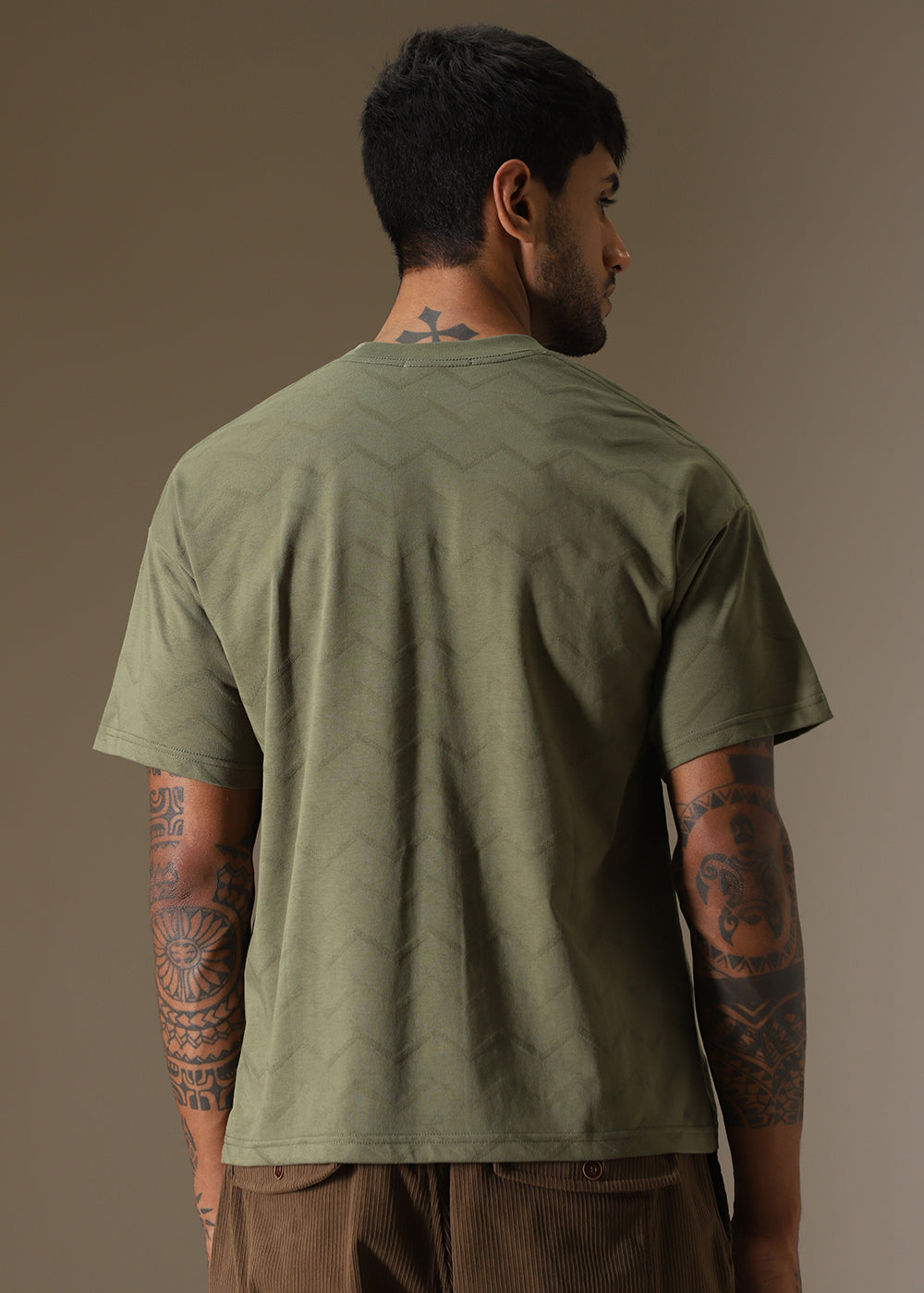 Olive Drop Shoulder Oversized T-shirt