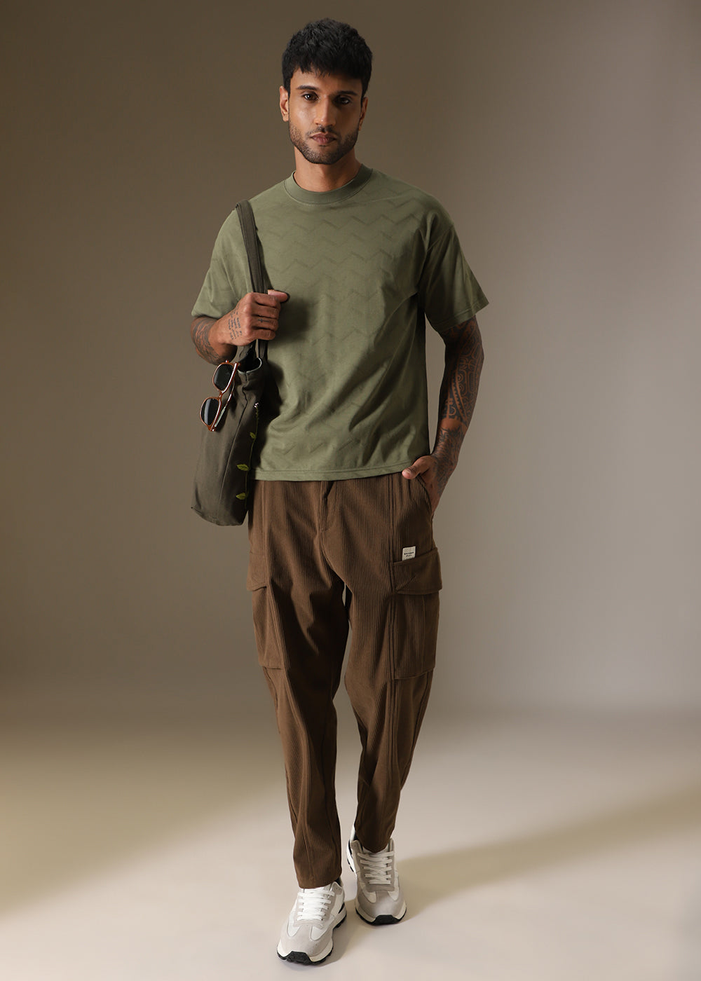 Olive Drop Shoulder Oversized T-shirt